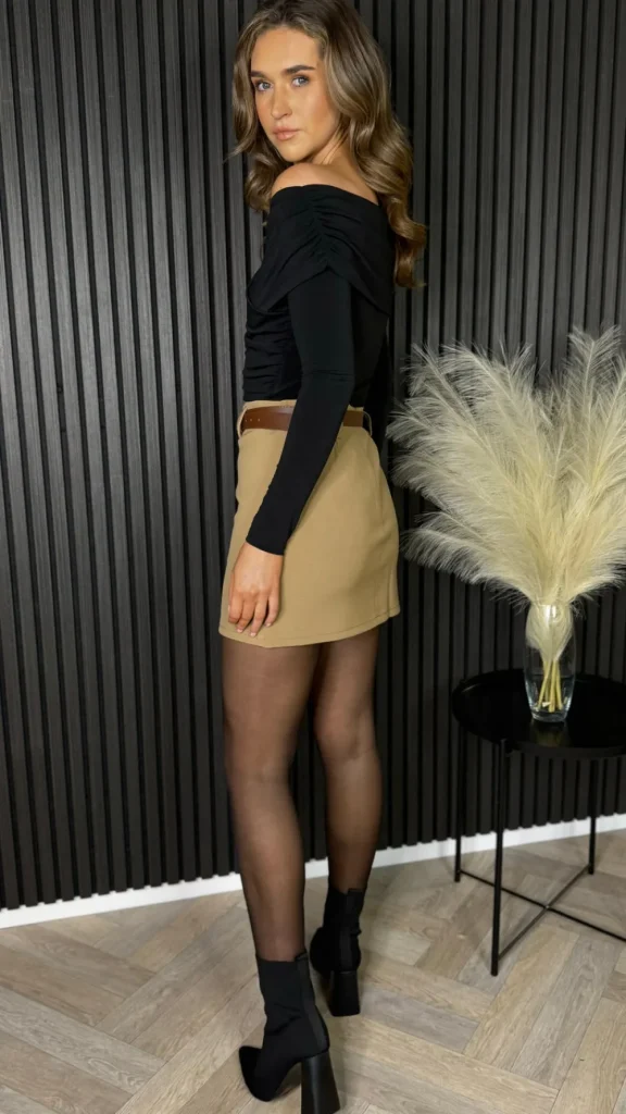 FEELKOO Skirts & Shorts^Laura Camel Belted Mini Skirt