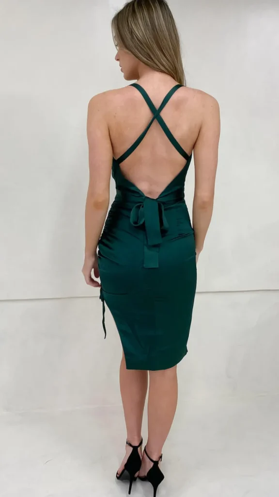 BC Midi Dresses^Lavish Alice Satin Cross Back Cowl Neck Midi Dress In Emerald Green