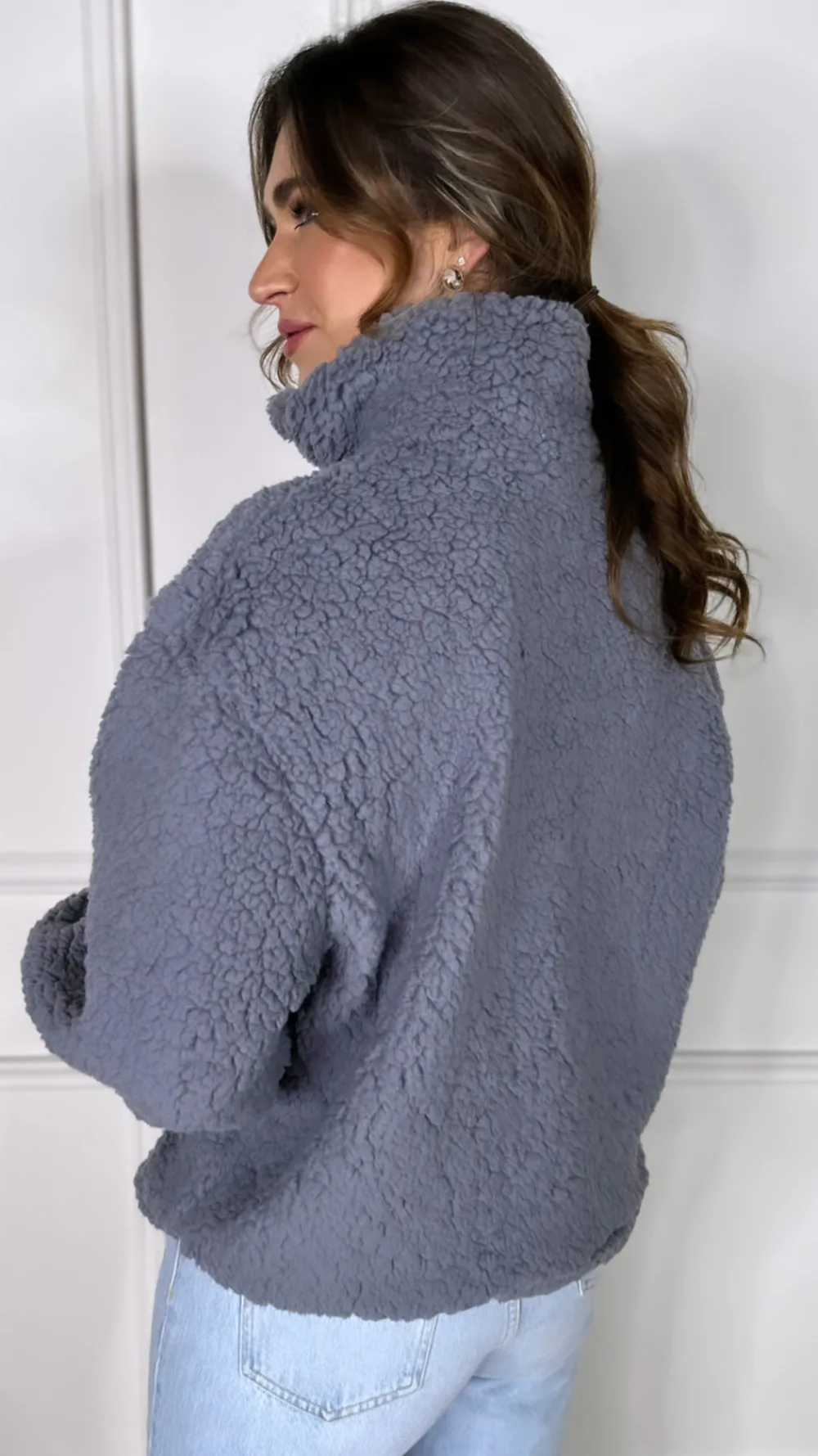 layla_grey_teddy_style_ha_3.webp LOVIKA Tops | Knitwear^Layla Grey Teddy Style Half Zip Top