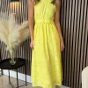 LILY ROSE BY FJ Going Out Dresses | Occasion Dresses^Layla Yellow Broidery Detail Belted Midi Dress