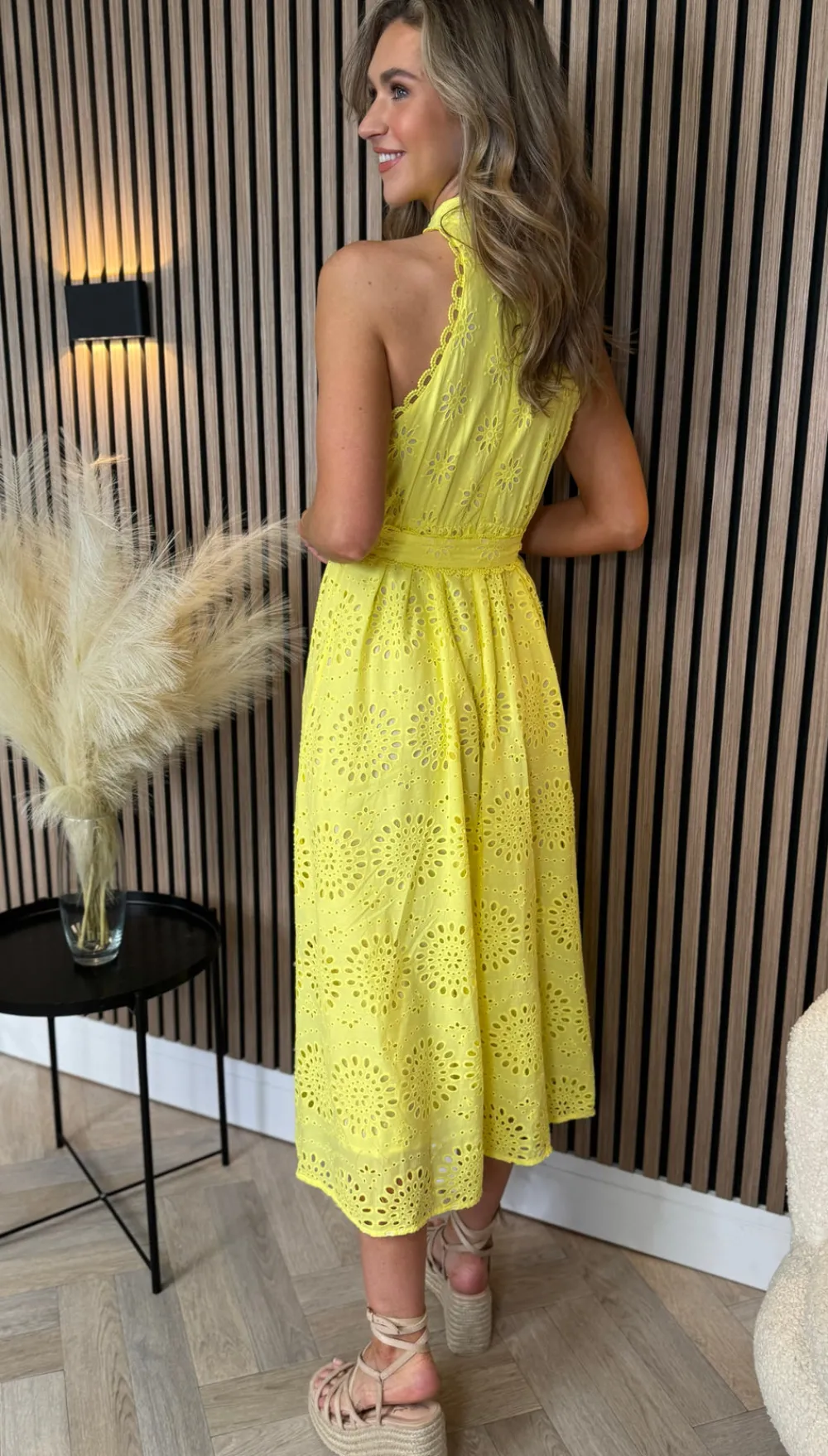 layla_yellow_broidery_det_3.webp LILY ROSE BY FJ Going Out Dresses | Occasion Dresses^Layla Yellow Broidery Detail Belted Midi Dress