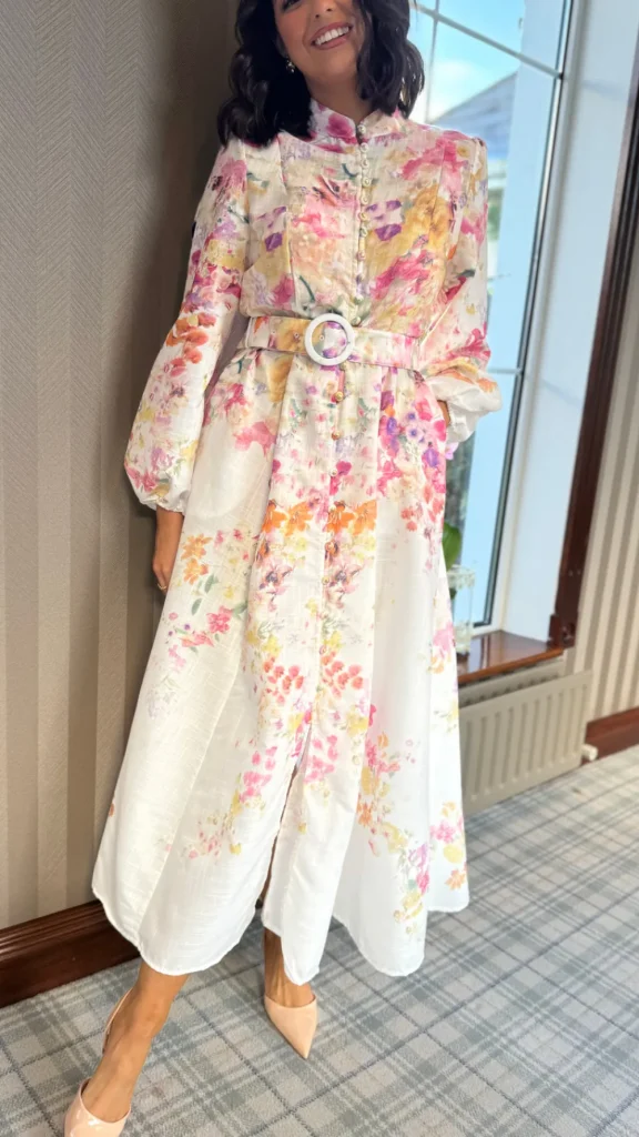 TIMELY Occasion Dresses | Midi Dresses^Leighton Fuchsia Floral Printed High Neck Midi Dress