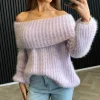 INSTAGIRL Knitwear^Leihani Lilac Bandeau Style Off Shoulder Knit Jumper
