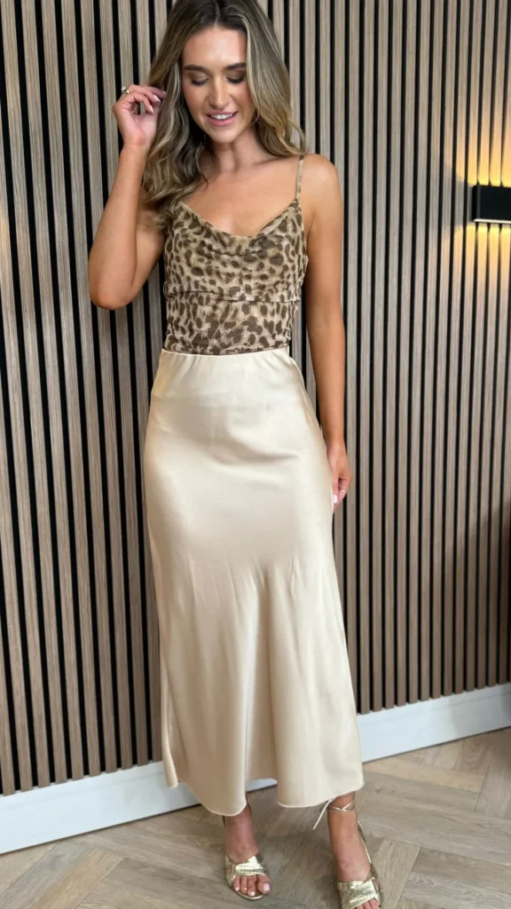 LORIANE Tops^Leonora Beige & Brown Leopard Print Cami Strap Top
