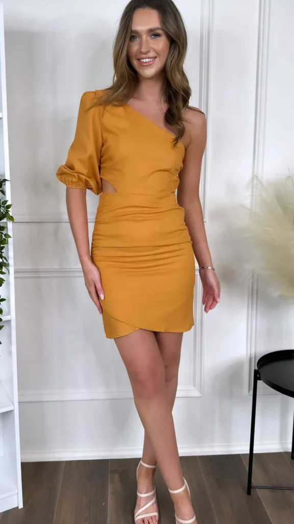 COPPEROSE Going Out Dresses | Occasion Dresses^Libby Orange One Shoulder Cut Out Mini Dress