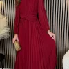 SARL KAIA Going Out Dresses | Occasion Dresses^Liberty Red Pleated Bow Detail Midi Dress