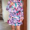 XThree Mini Dresses^Lilac Abstract Print Shift Dress