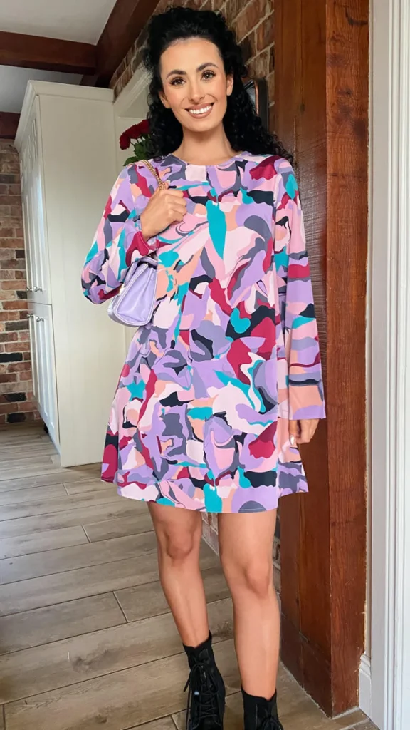 XThree Mini Dresses^Lilac Abstract Print Shift Dress