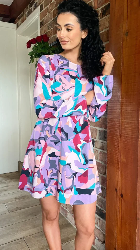 XThree Mini Dresses^Lilac Abstract Print Shift Dress