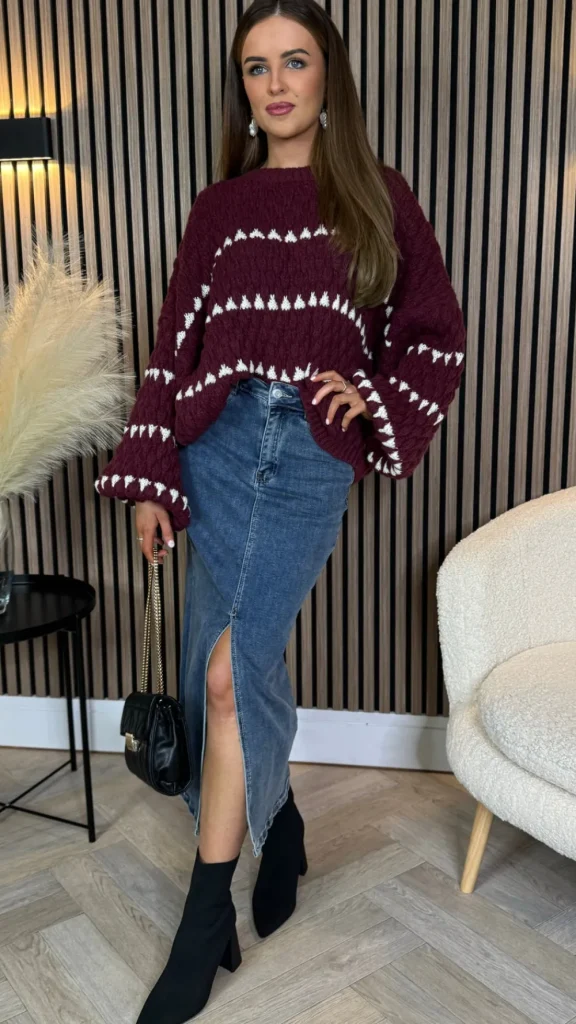 BABEZ LONDON Skirts & Shorts | Jeans^Lincoln Blue Denim Midi Skirt With Front Slit