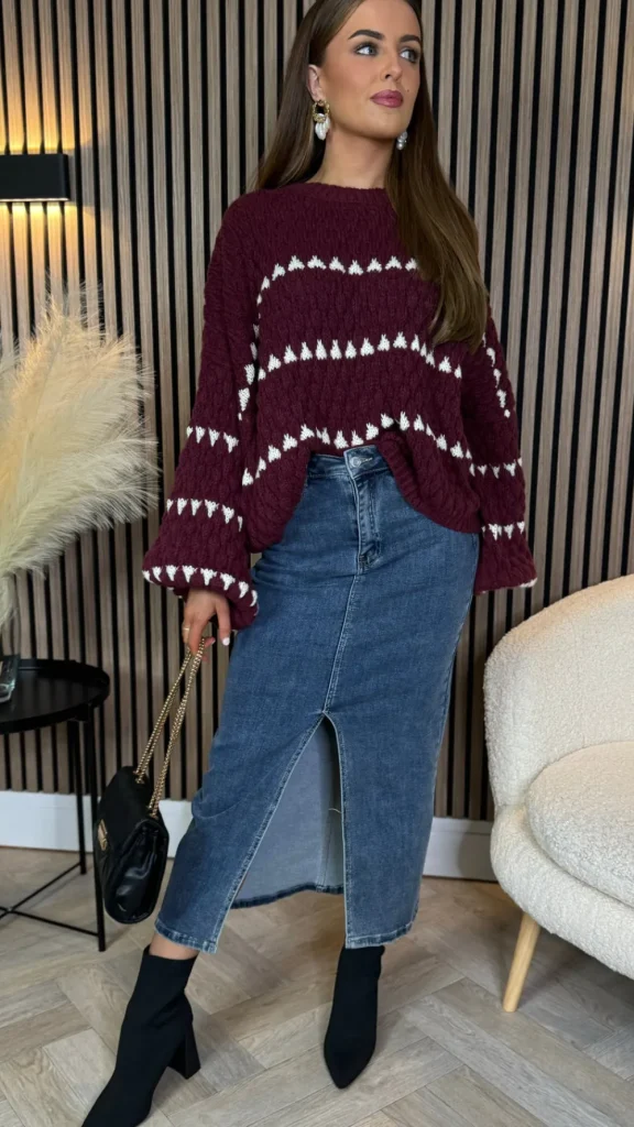 BABEZ LONDON Skirts & Shorts | Jeans^Lincoln Blue Denim Midi Skirt With Front Slit