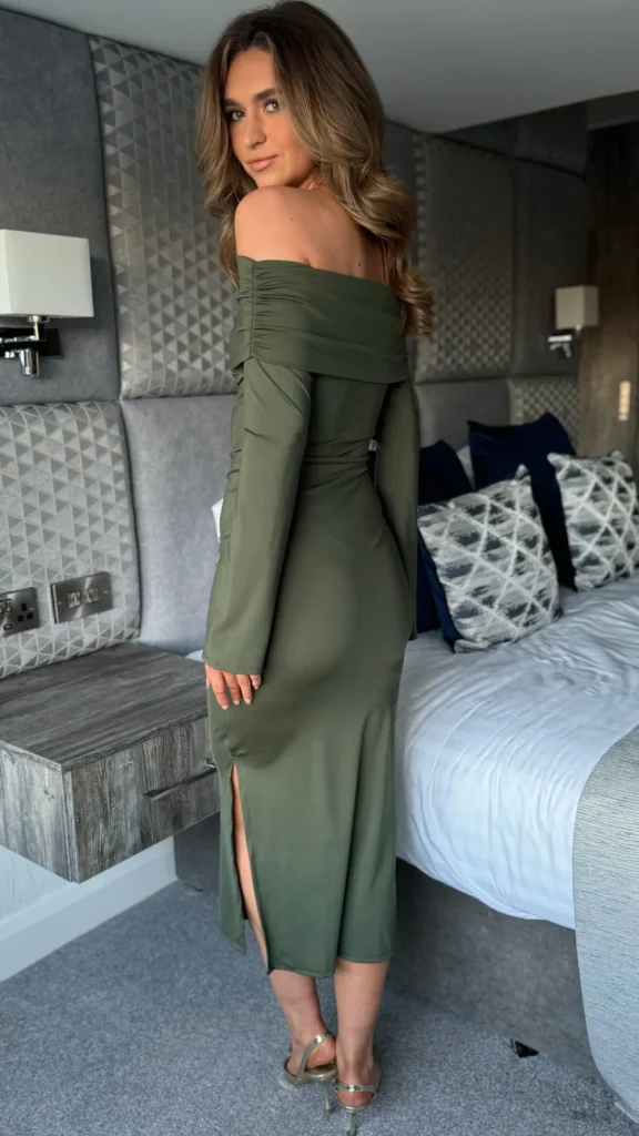 COPPEROSE Going Out Dresses | Occasion Dresses^Lisbeth Khaki Strapless Long Sleeve Midi Dress