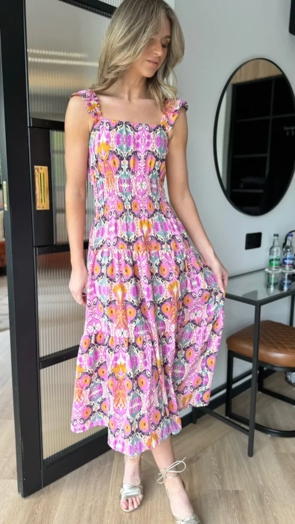 AX PARIS Going Out Dresses | Occasion Dresses^Lizbeth Multi Abstract Printed Frill Strap Midi Dress