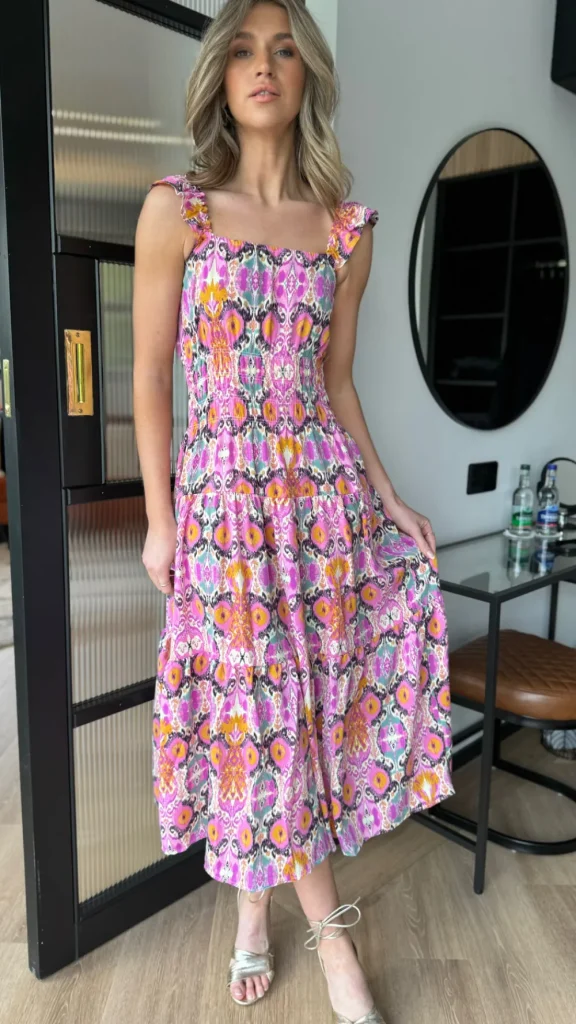 AX PARIS Going Out Dresses | Occasion Dresses^Lizbeth Multi Abstract Printed Frill Strap Midi Dress