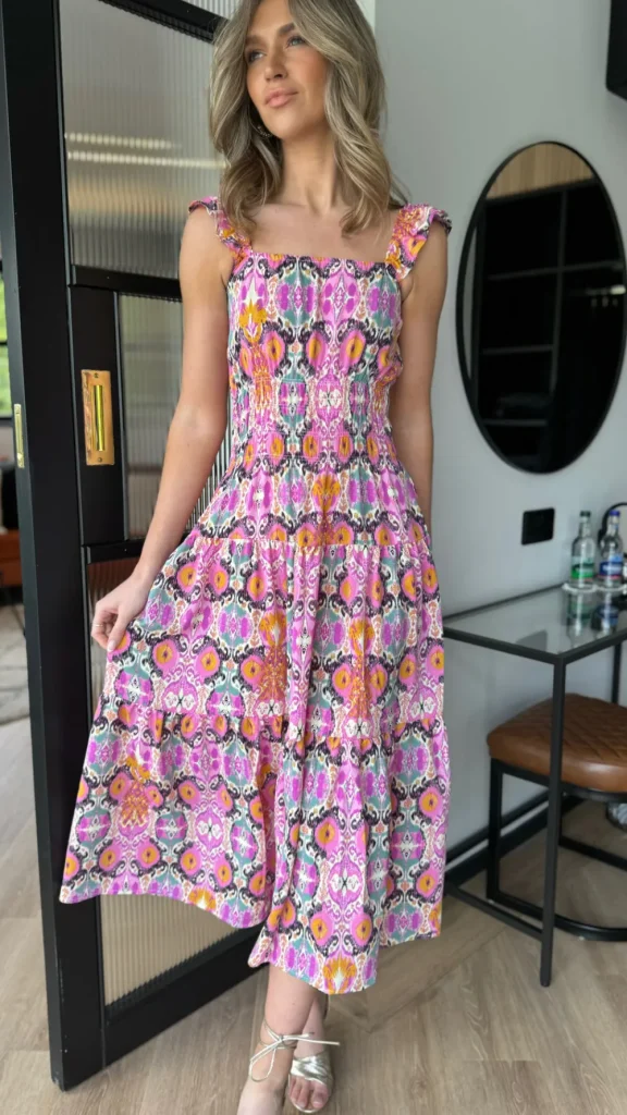 AX PARIS Going Out Dresses | Occasion Dresses^Lizbeth Multi Abstract Printed Frill Strap Midi Dress