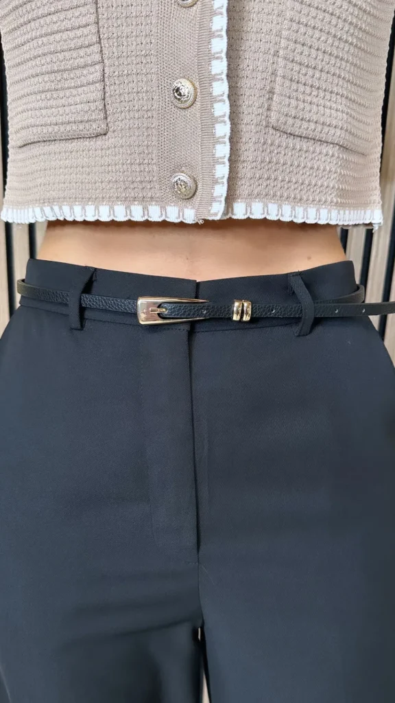 PARIS FASHION SHOPS Belts^Lizzy Black Belt With Metal Buckle