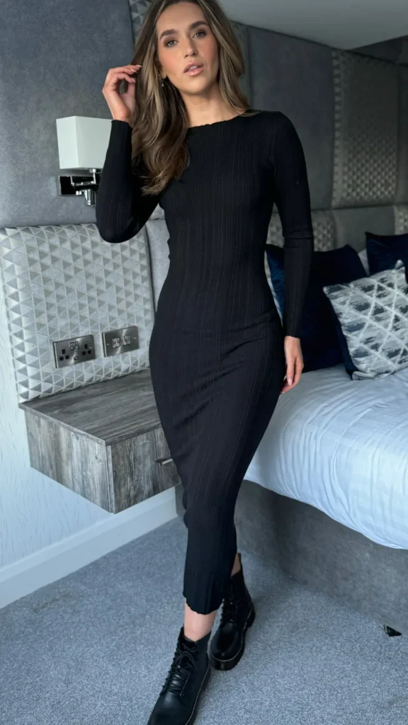 FEELKOO Knitwear | Fitted Dresses^Logan Black Ribbed Midaxi Dress