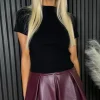 LUCCE Tops^Lola Black Turtle Neck Ruched Detail Knit Top