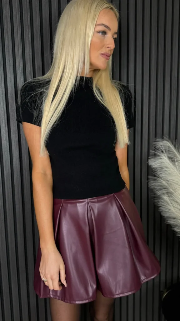 LUCCE Tops^Lola Black Turtle Neck Ruched Detail Knit Top
