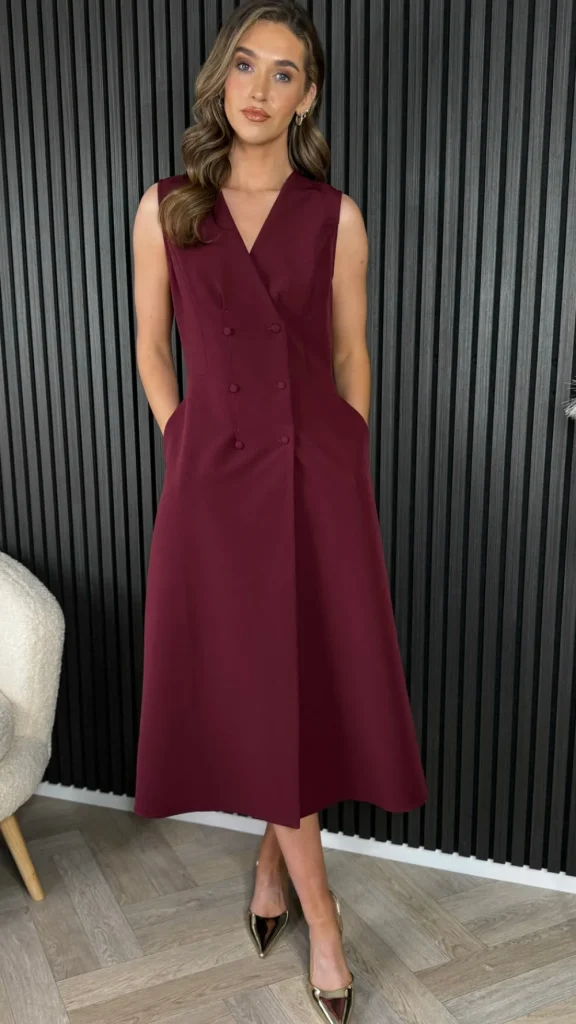 GIRL IN MIND Going Out Dresses | Occasion Dresses^Lucie Burgundy Tailored Sleeveless Midi Dress