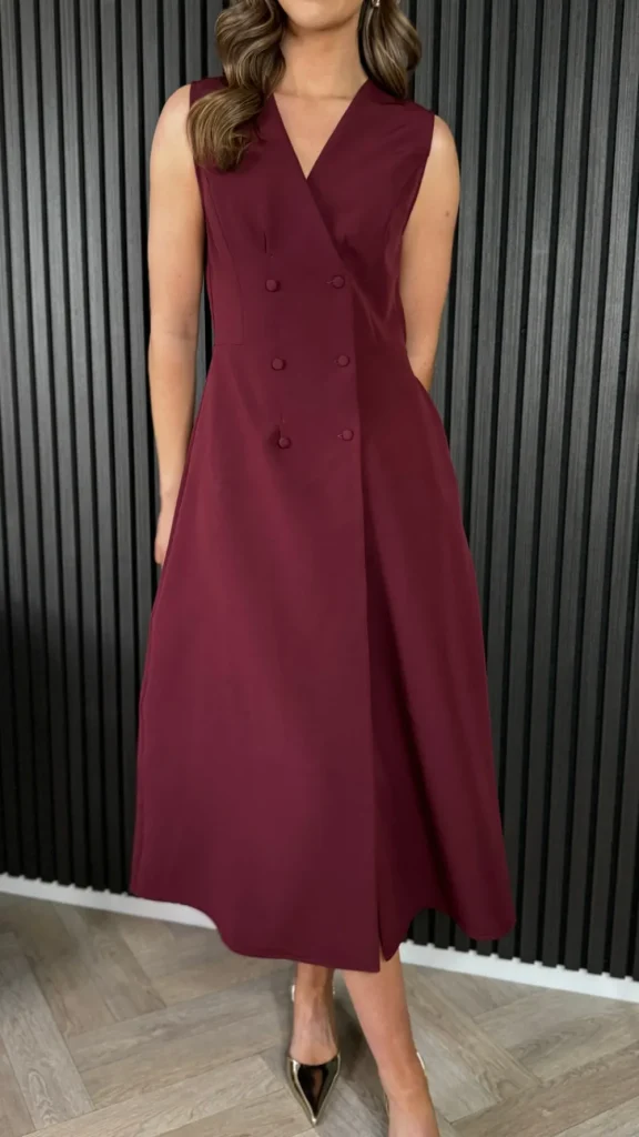 GIRL IN MIND Going Out Dresses | Occasion Dresses^Lucie Burgundy Tailored Sleeveless Midi Dress