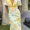 CANDICE FAIRE Going Out Dresses | Occasion Dresses^Lucinda Yellow Floral Short Sleeve Maxi Dress
