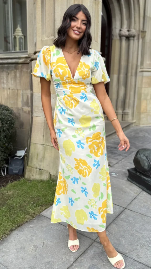 CANDICE FAIRE Going Out Dresses | Occasion Dresses^Lucinda Yellow Floral Short Sleeve Maxi Dress
