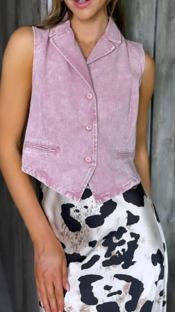 PARIS FASHION SHOPS Tops^Lyla Pink Denim Waistcoat