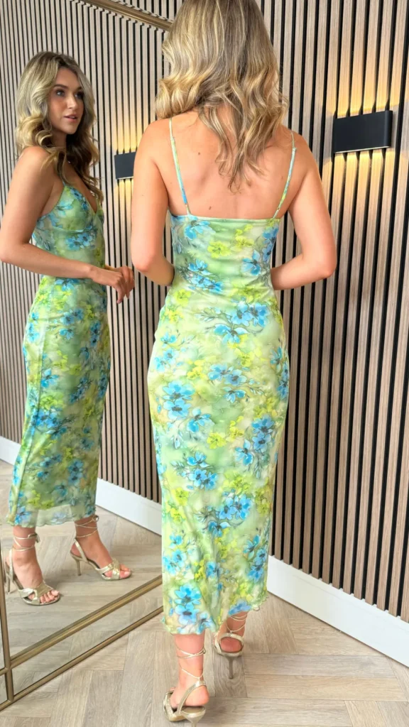 VERA LUCY Going Out Dresses | Occasion Dresses^Lyra Green Floral Printed Cami Strap Midi Dress