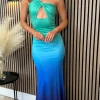 SAS MW STUDIO Occasion Dresses | Midi Dresses^Mae Green & Blue Ombre Printed One Shoulder Midi Dress