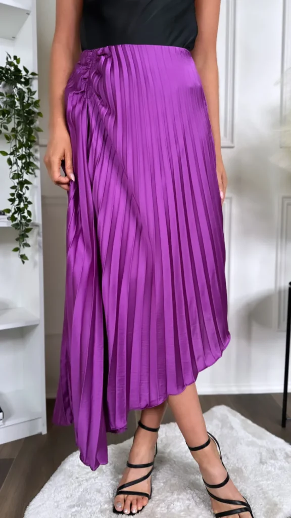 LILY ROSE BY FJ Skirts & Shorts^Maelle Purple Pleated Ruched Detail Midi Skirt