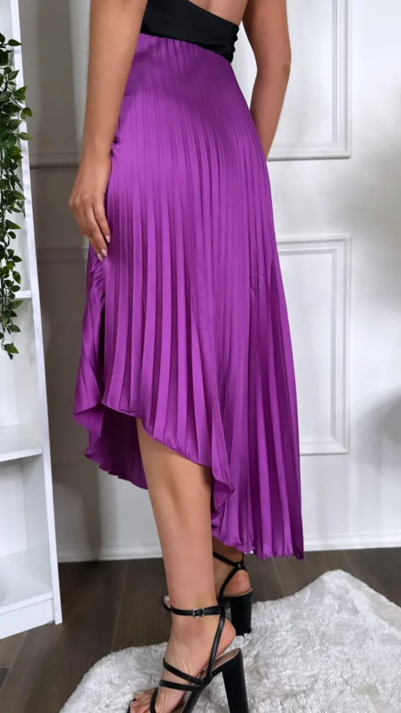 LILY ROSE BY FJ Skirts & Shorts^Maelle Purple Pleated Ruched Detail Midi Skirt