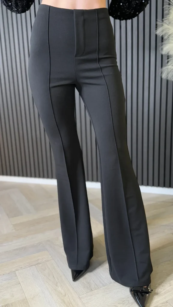BABEZ LONDON Trousers^Mairead Black Seam Front Flared Trousers