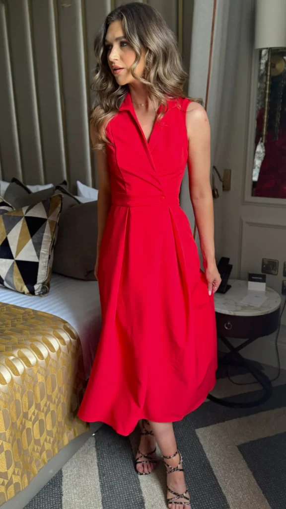 GIRL IN MIND Going Out Dresses | Occasion Dresses^Makenna Red Collared Tailored Shirt Midi Dress