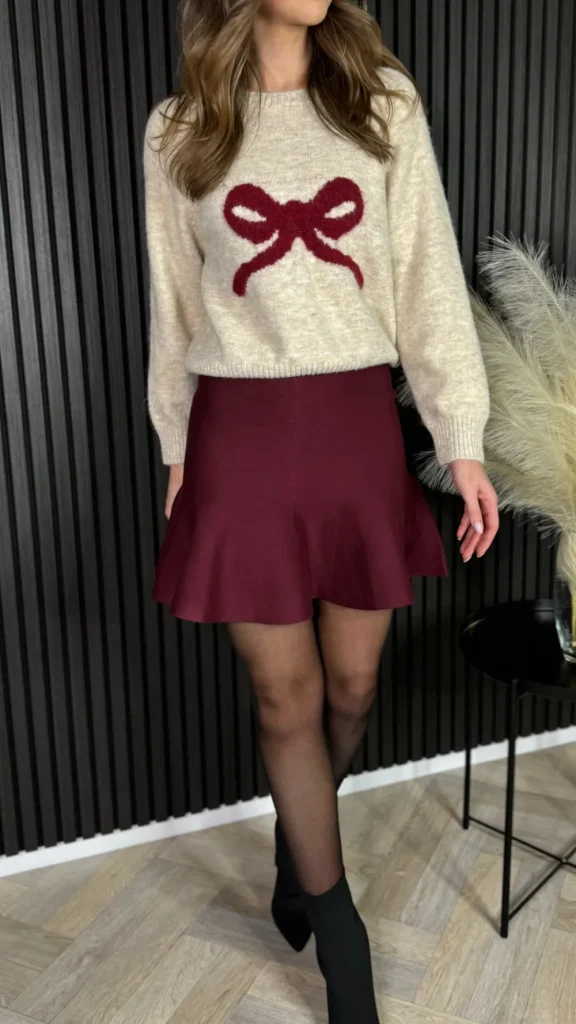 LUCCE Skirts & Shorts^Malone Burgundy Frill Hem Mini Skirt