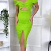 COPPEROSE Going Out Dresses | Occasion Dresses^Marceline Green Bow Detail Cut Out Midi Dress