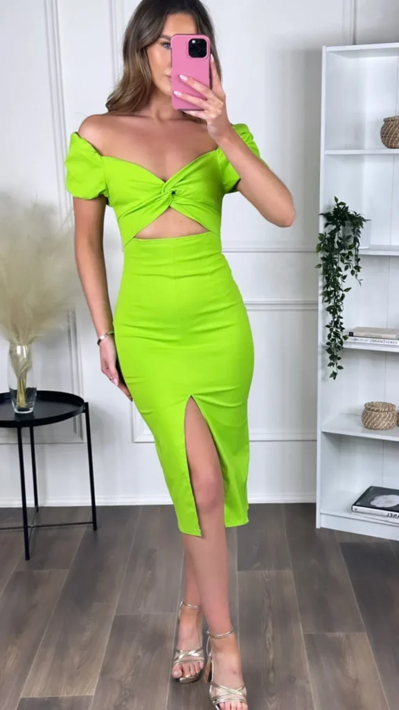 COPPEROSE Going Out Dresses | Occasion Dresses^Marceline Green Bow Detail Cut Out Midi Dress