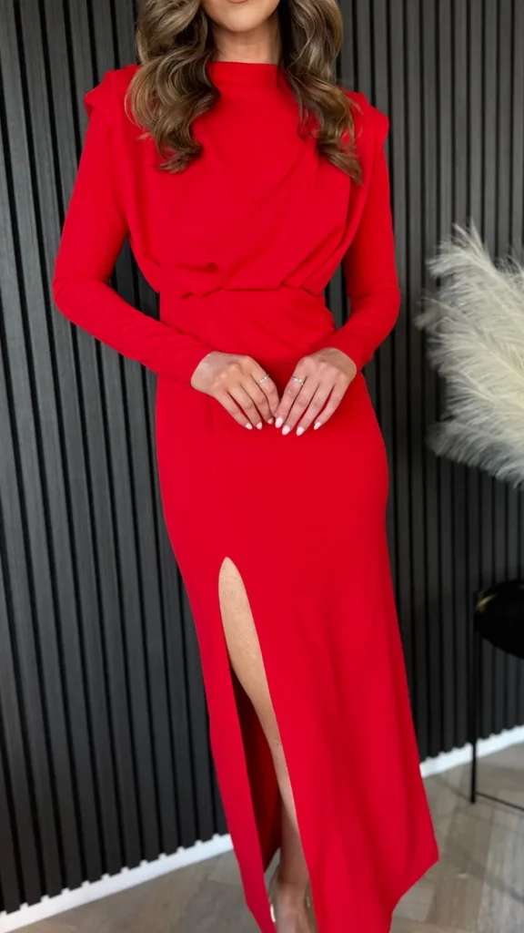 COPPEROSE Going Out Dresses | Occasion Dresses^Marcie Red High Neck Open Back Midi Dress