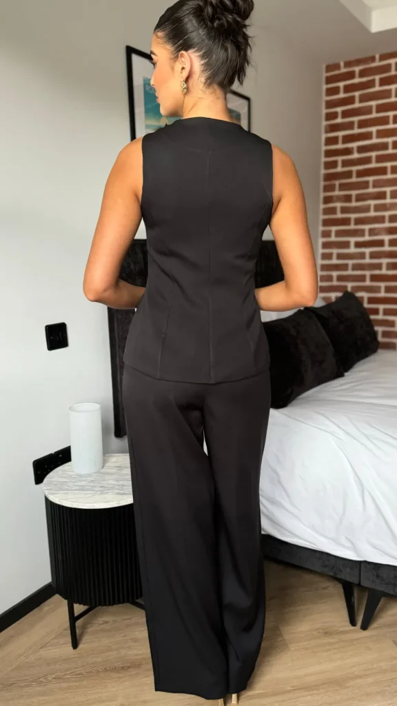 COPPEROSE Trousers | Co-ords^Mariana Black Straight Leg Trousers & Waistcoat Co Ord