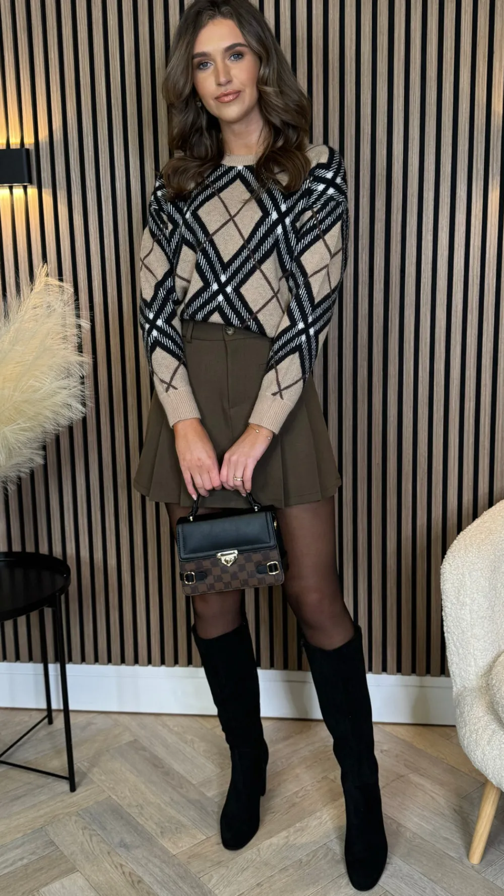 mariette_chocolate_brown__2.webp FEELKOO Skirts & Shorts^Mariette Chocolate Brown Pleated Detail Mini Skirt