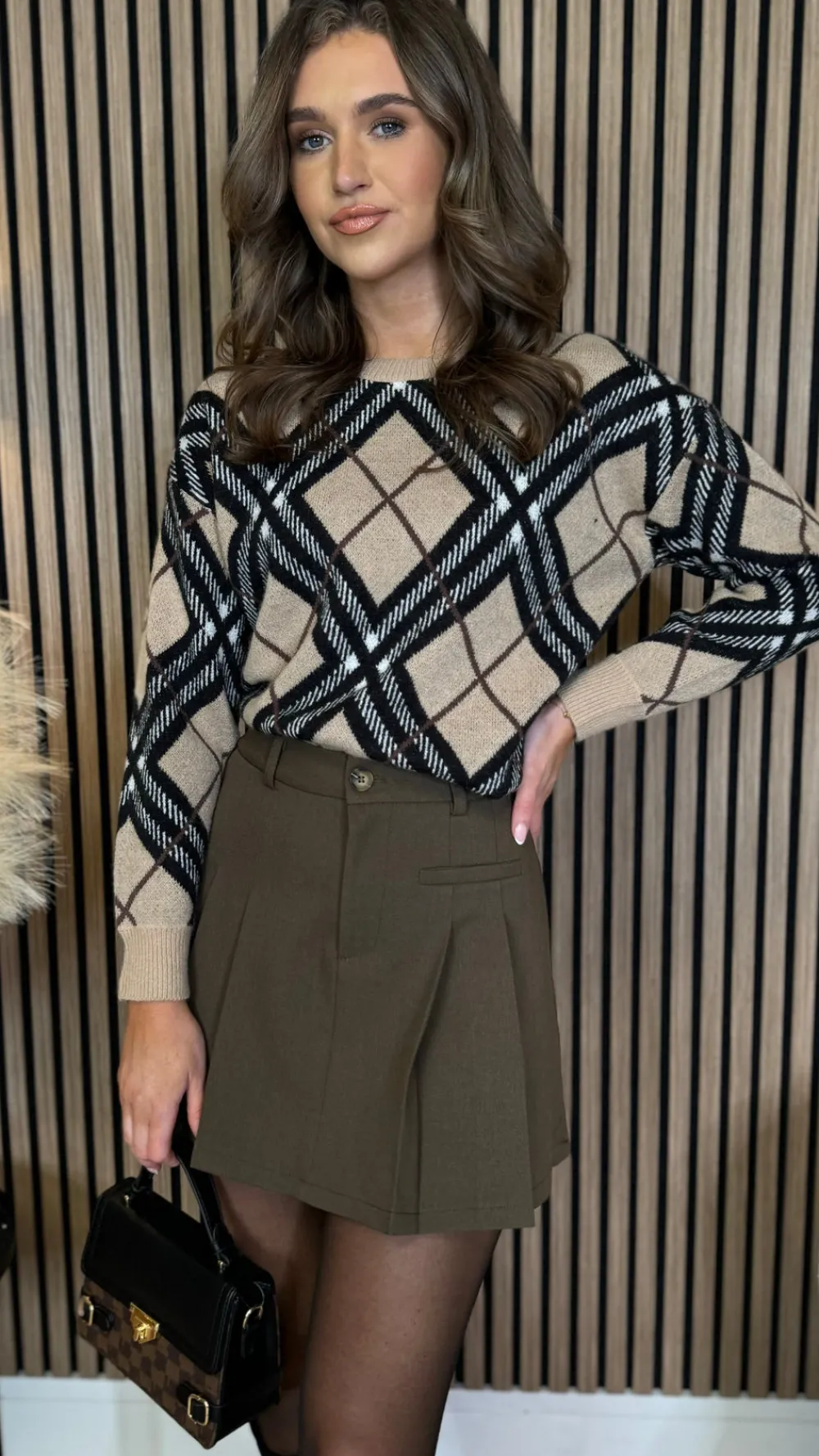 mariette_chocolate_brown__4.webp FEELKOO Skirts & Shorts^Mariette Chocolate Brown Pleated Detail Mini Skirt