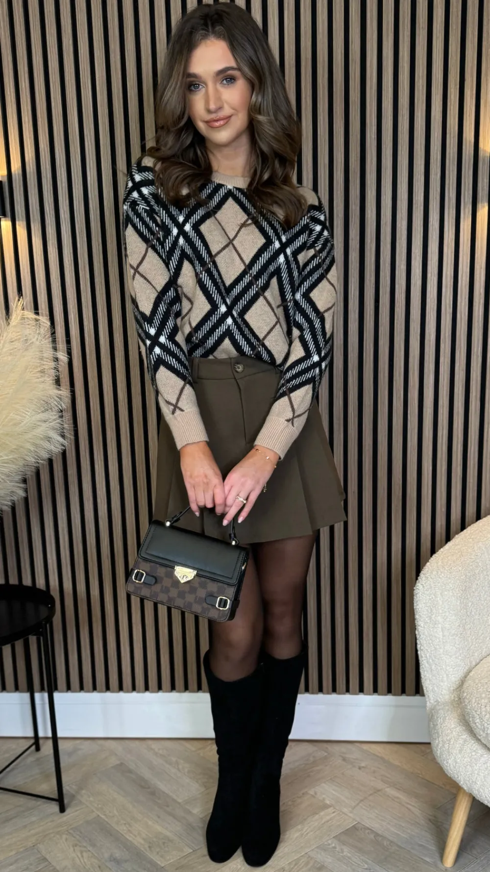 mariette_chocolate_brown__5.webp FEELKOO Skirts & Shorts^Mariette Chocolate Brown Pleated Detail Mini Skirt