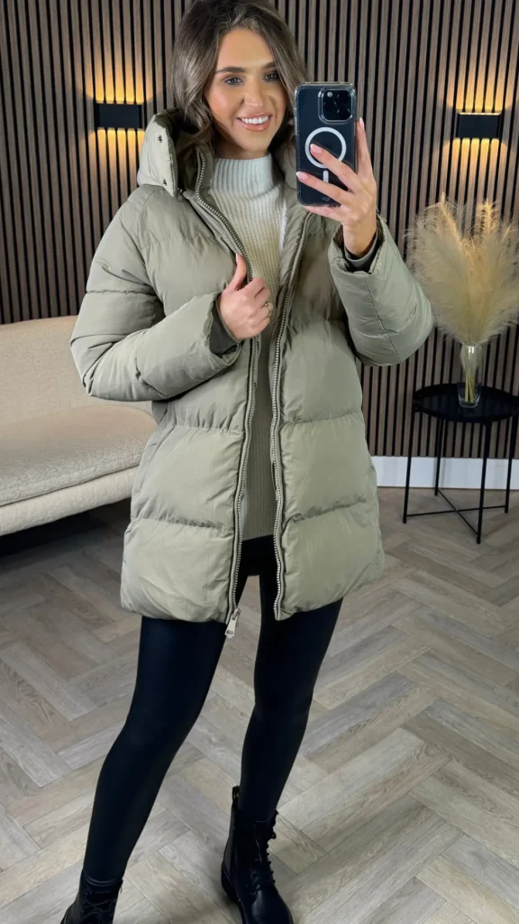 COPPEROSE Coats & Jackets^Marissa Khaki Hooded Puffer Coat