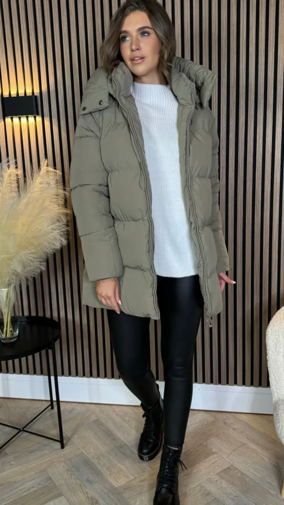 COPPEROSE Coats & Jackets^Marissa Khaki Hooded Puffer Coat