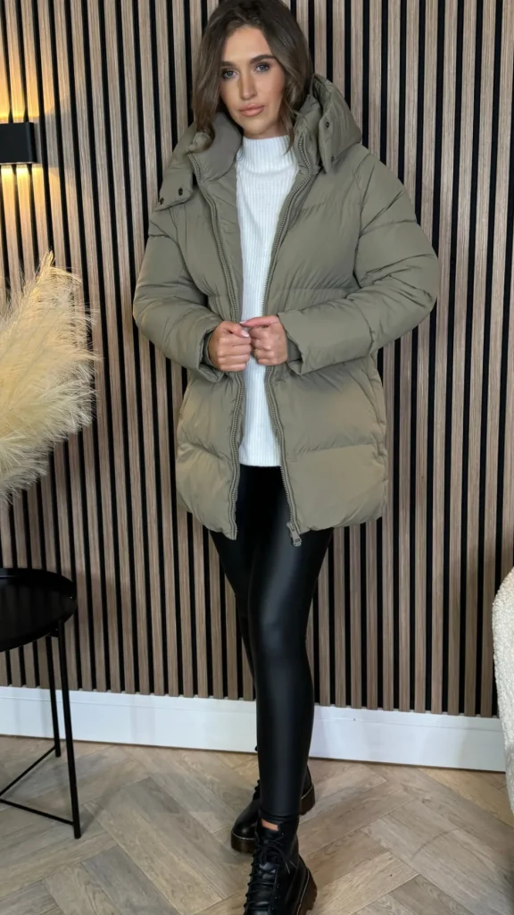COPPEROSE Coats & Jackets^Marissa Khaki Hooded Puffer Coat