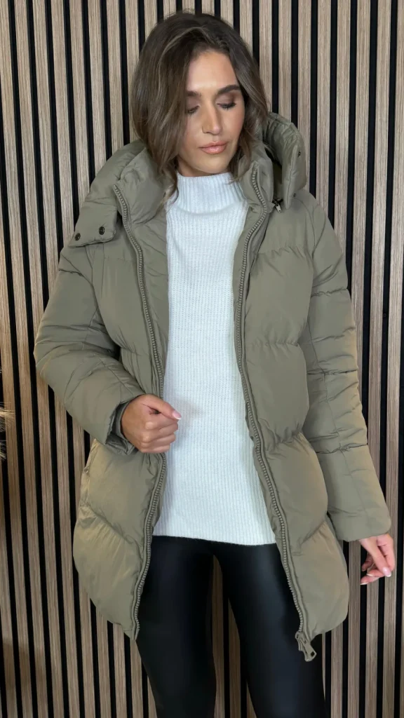 COPPEROSE Coats & Jackets^Marissa Khaki Hooded Puffer Coat