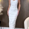 VERA LUCY Going Out Dresses | Occasion Dresses^Mariya White Frill Detail Halterneck Midi Dress