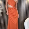 ELENZA Going Out Dresses | Occasion Dresses^Marlene Rust One Shoulder Cut Out Midi Dress