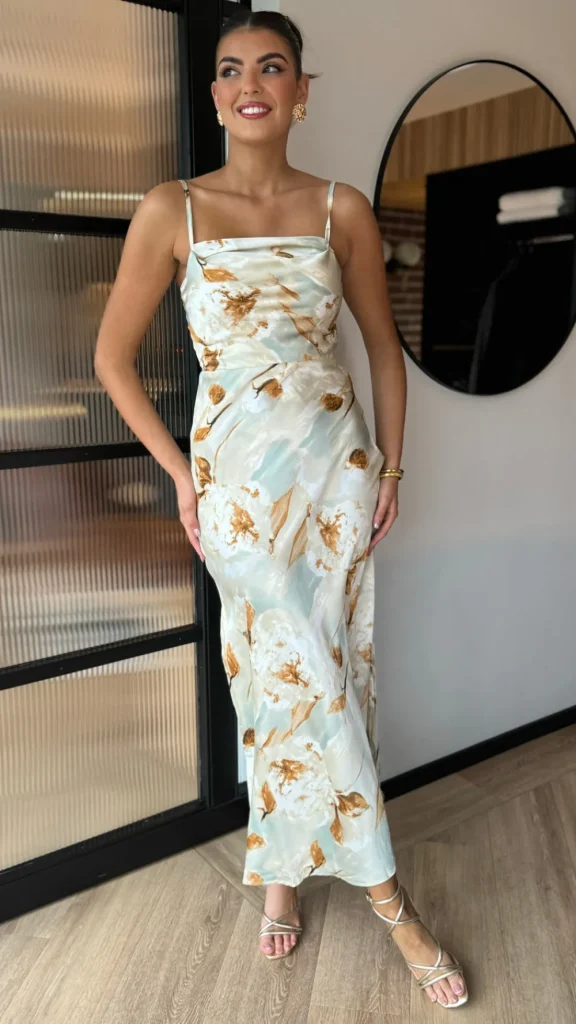 AX PARIS Going Out Dresses | Occasion Dresses^Martina Light Green Multi Blossom Print Strappy Slip Midi Dress