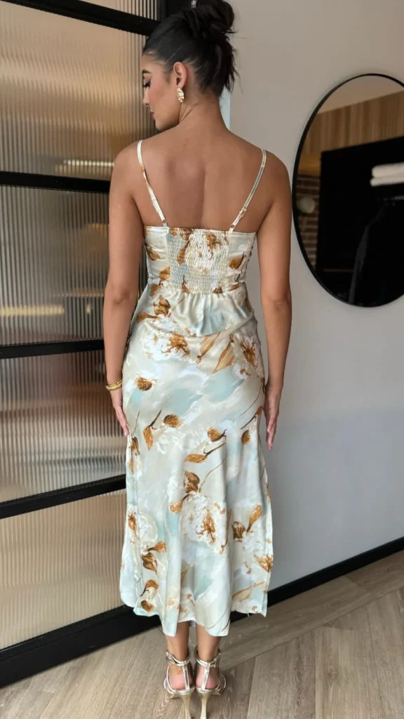 AX PARIS Going Out Dresses | Occasion Dresses^Martina Light Green Multi Blossom Print Strappy Slip Midi Dress